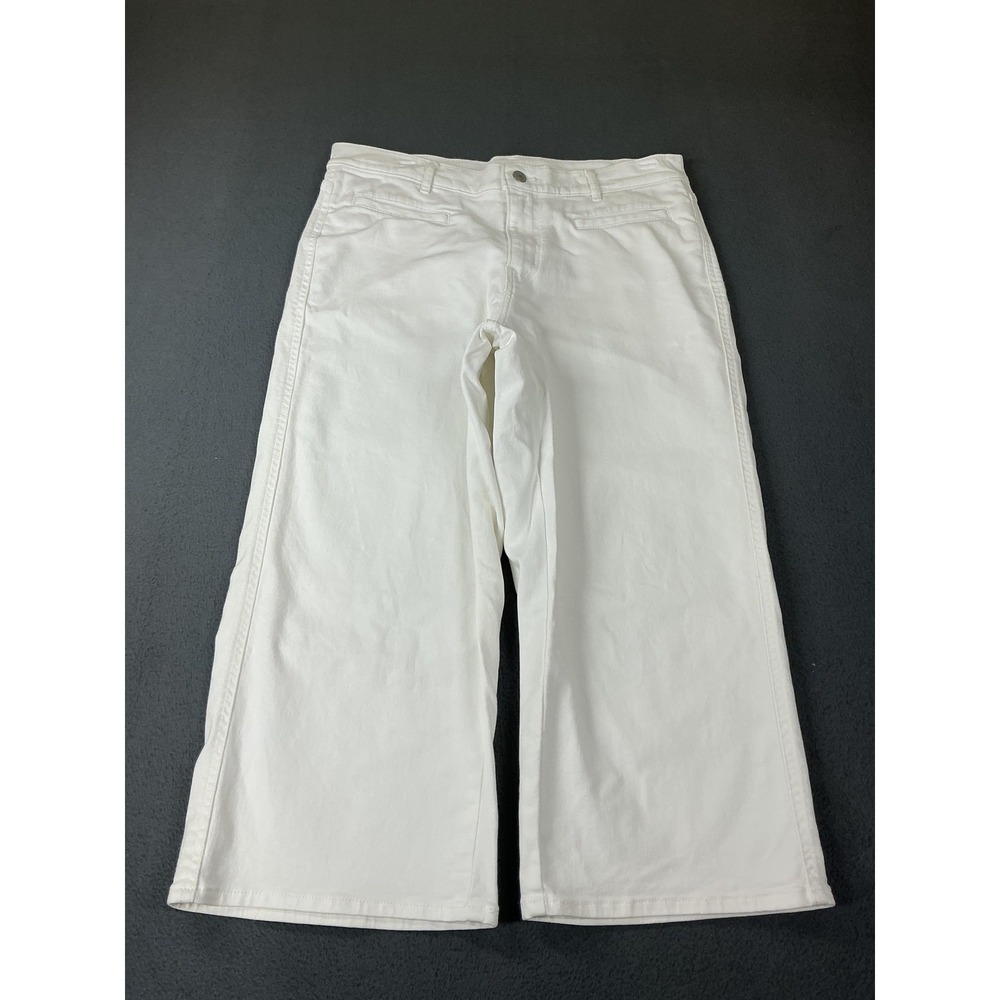 Levi's Classic Wide Leg Crop Jeans Womens 14 White Relaxed Stretch Denim Pants